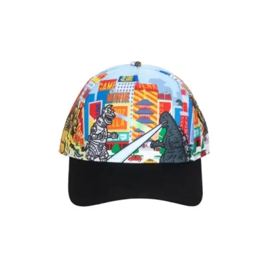 Godzilla Cityscape Monsters Cartoon All Over Print Snapback Hat for Men image {1}