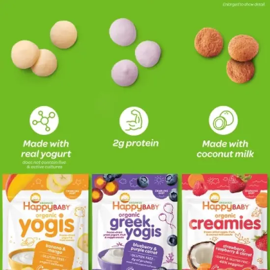 HappyBaby Organic Yogis Strawberry Freeze-Dried Yogurt & Fruit Baby Snacks - 1oz image {7}