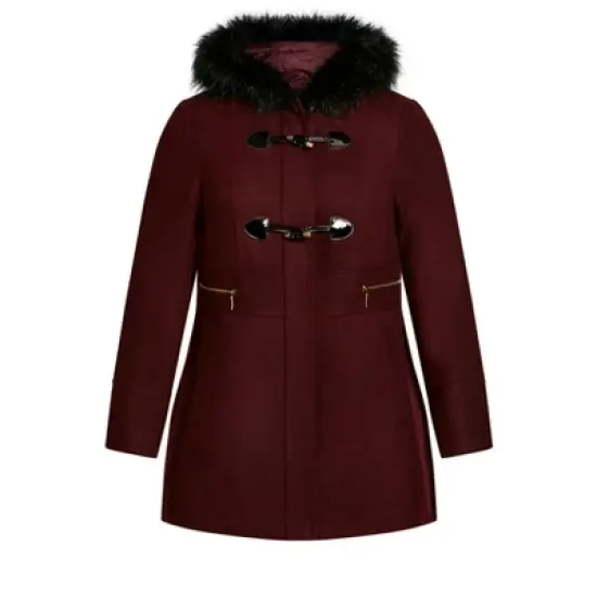 Women's Plus Size Duffle Coat - wine | EVANS image {2}