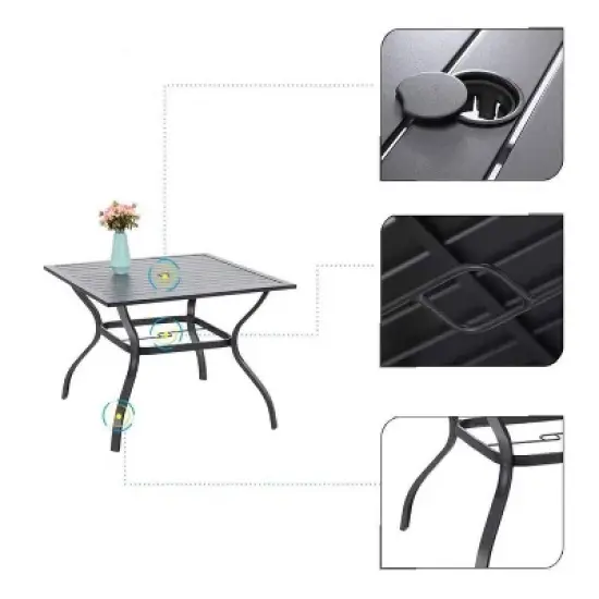 5PC Patio Dining Set with 37" Square Table & Swivel Chairs - Captiva Designs image {3}