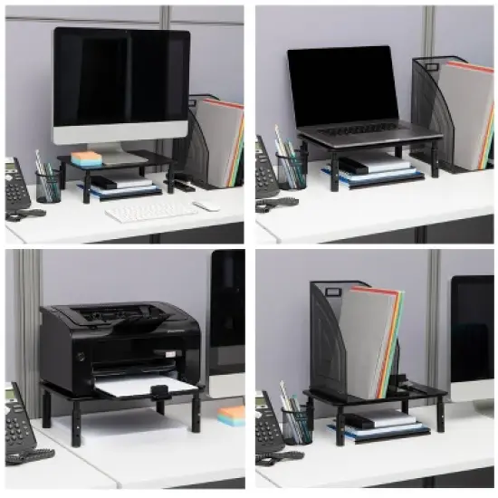 Mind Reader Rectangle Monitor Stand Ventilated Metal Black image {5}