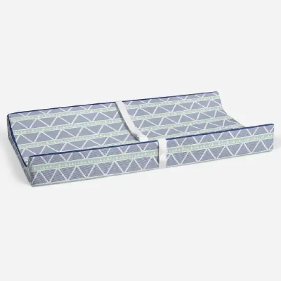 Bacati - Emma Mint/Navy Large Triangles Quilted Muslin Changing Pad Cover image {3}