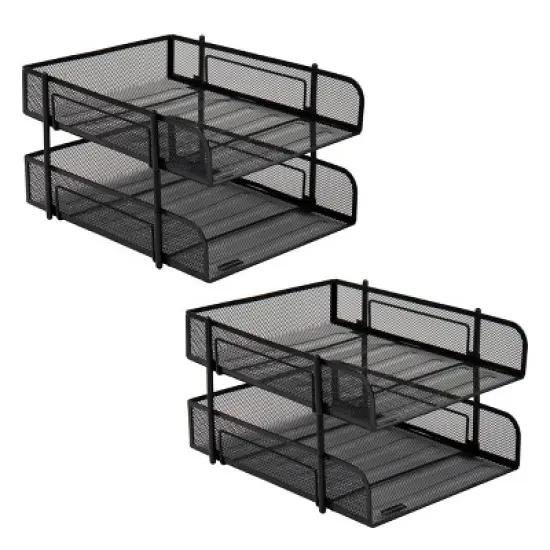 Mind Reader Network Collection 2-Tier Paper Tray Desk Organization Set Black image {4}