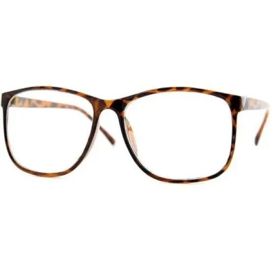 grinderPUNCH Oversized Tortoise Nerdy Glasses  Lightweight Thin Plastic Frame with Clear Lens image {5}