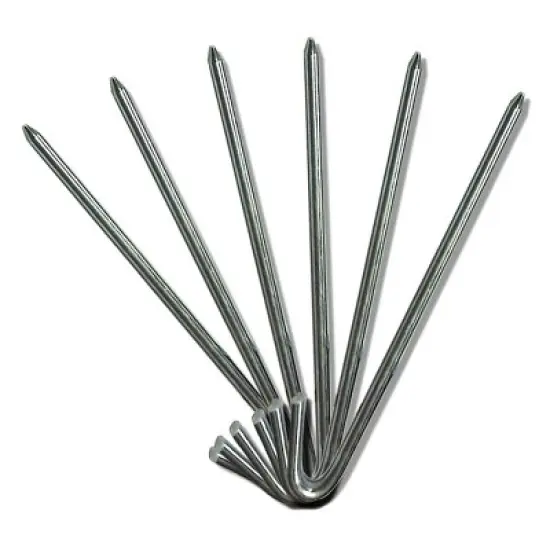 Moose Supply Steel Tent Hook Stakes Heavy Duty Ground Anchor Peg for Tents, Inflatables, Tarps and more, Silver 10 pack image {2}