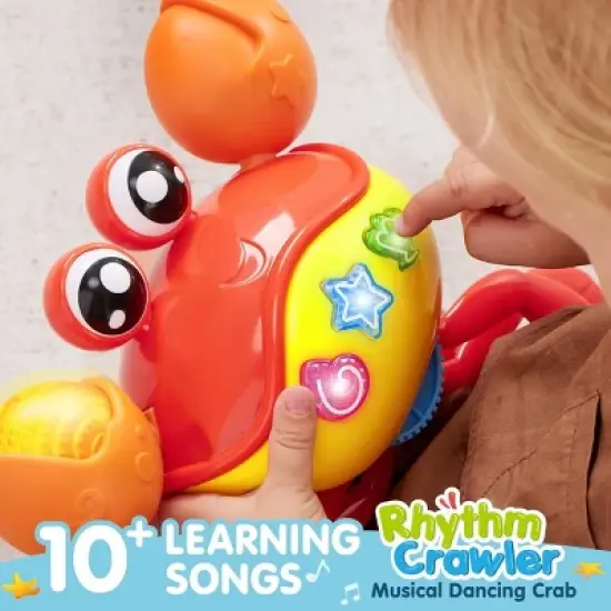 Joyfy Crawling Crab Baby Toy -Tummy Time Toy for Boys Girls, Interactive Big Crab Toy with Lights Buttons, Dancing Crab Obstacles, Gift for Toddlers image {2}