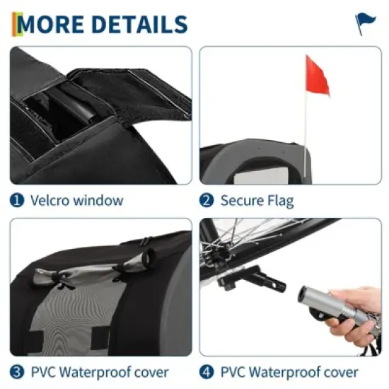 Dog Bike Trailer, 88LBS Dog Cart for Bicycle, Pet Cart Bicycle Carrier for Small and Medium Pets,Easy Folding Cart Frame, Quick Release Wheel image {4}