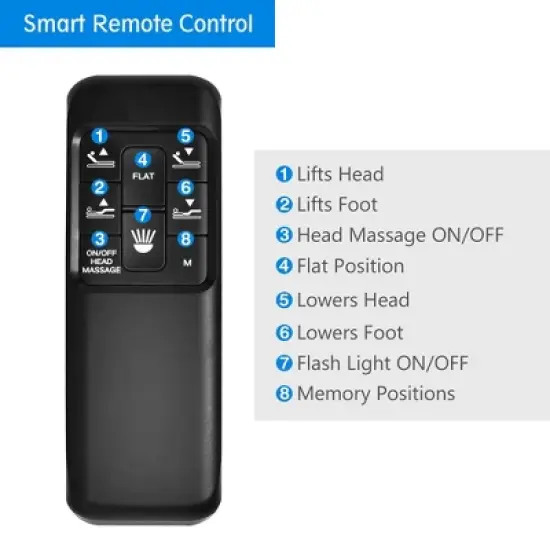 Costway Adjustable Bed Base Electric Bed Frame with Massage Remote Control Queen image {8}