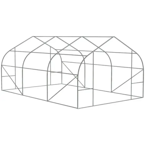 Outsunny Outdoor Walk-In Tunnel Greenhouse Hot House with Roll-up Windows, Zippered Door, PE Cover, Green image {5}