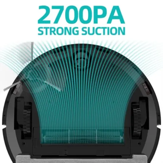 VIOMI S9 Smart Robot 3 In 1 Vacuum, Sweep, and Mop Cleaner with Auto Self Emptying, Self Charging Battery, and Alexa and Google Assist, Black image {3}