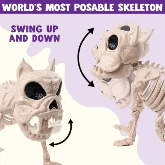 Joyfy 2 PCS 16" Halloween Decoration Dog Puppy Skeleton Full Body Posable for Spooky Scene Decor Halloween Party Favors Haunted House Graveyard Props image {2}
