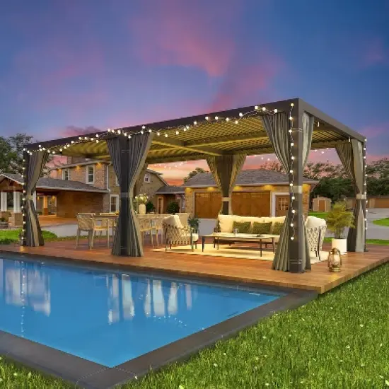 Erommy Outdoor Louvered Aluminum Pergola image {4}