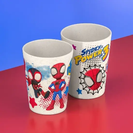 Zak Designs 2pk 10 fl oz Spidey and His Amazing Friends Melamine Tumblers Cream/Red image {6}