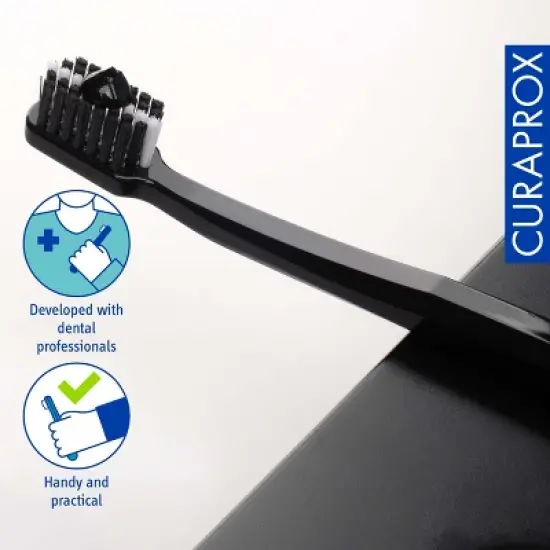 Curaprox Black is White Duo Toothbrush &ndash; Ultra Soft Carbon Whitening, Black/White, 2-Pack image {3}