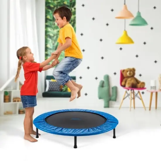 Machrus Upper Bounce Mini Trampoline with Adjustable Handbar &ndash; Round Foldable Rebounder Fitness Trampoline for Kids & Adults image {7}
