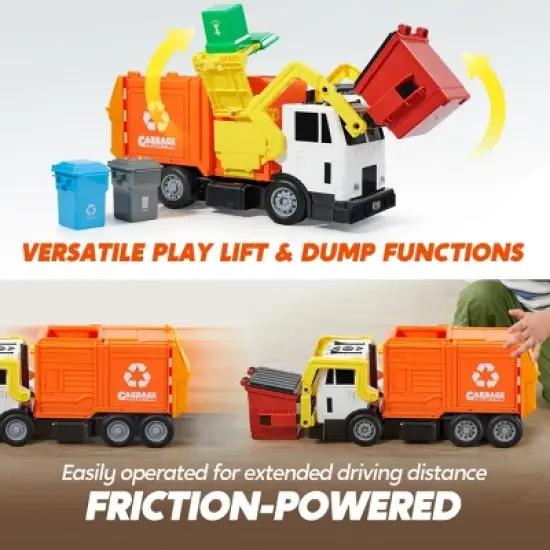 Garbage Truck Set, 16" Large Trash Truck Toys for Boys with Trash Can Lifter and Dumping Function, Toy Truck Birthday Gift for Boy Age 2-7 Years Old image {2}