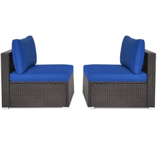 Costway 2PCS Patio Rattan Armless Sofa Sectional Furniture image {8}