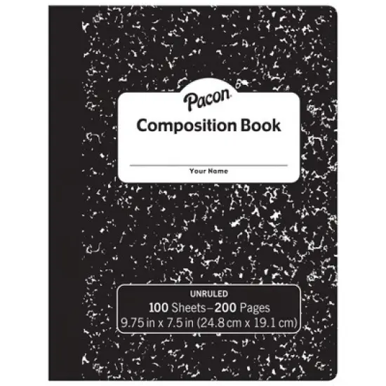 Pacon&reg; Composition Book, Black Marble, Unruled 9-3/4" x 7-1/2", 100 Sheets, Pack of 6 image {1}