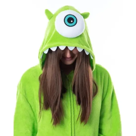Disney Monsters Inc Adult Mike Wazowski Kigurumi Costume Union Suit Pajama Lime Green image {1}