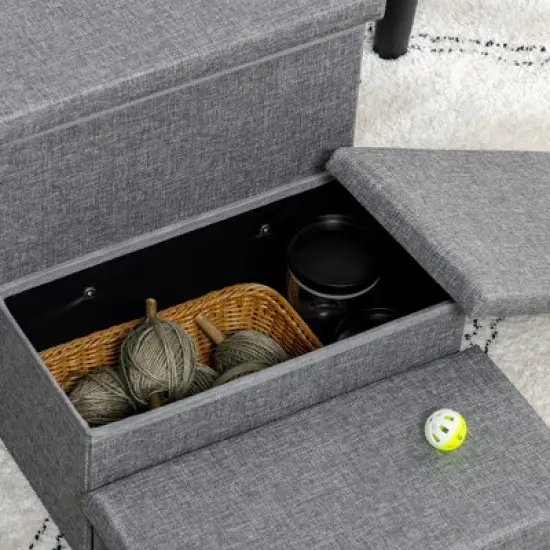 PawHut 3-StepsPet Stairs with Storage, Dog Steps for Couch, Bed, Pet Steps for Injured Pet, Older Pets, Small Cats, gray image {4}