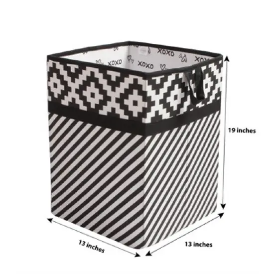 Bacati - Love Black/White Collapsible Laundry Hamper image {3}