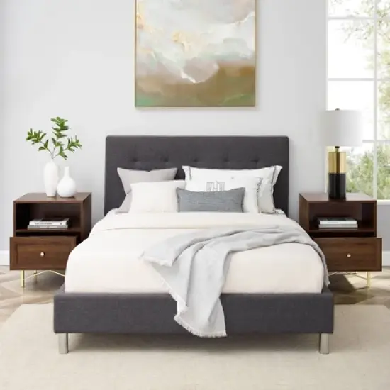 Jones Modern 1 Drawer Nightstand with Cubby - Saracina Home image {7}