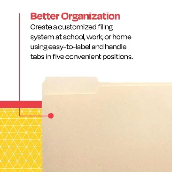 School Smart Manila File Folders, Legal Size, 1/5 Cut Tabs, Pack of 100 image {4}