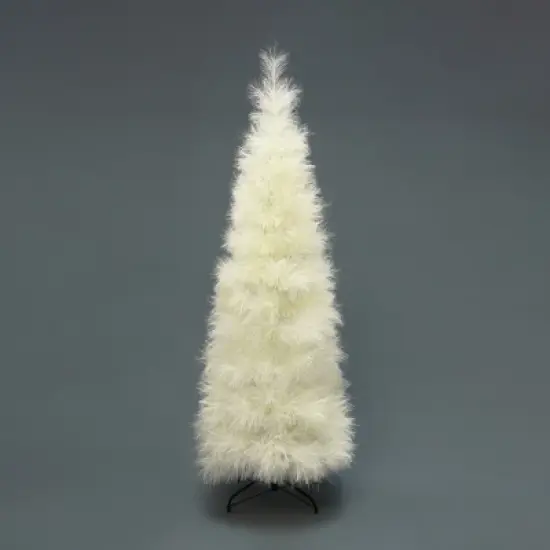 LuxenHome 6Ft Holiday Slim Artificial Pampas Grass Tree in Natural Ivory Beige image {7}