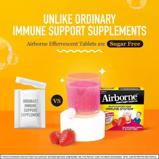 Airborne Immune Support Effervescent Tablets with Vitamin C & Zinc - Very Berry - 10ct image {6}