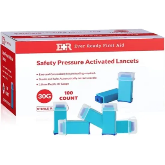 Ever Ready First Aid Safety Pressure Activated Lancets, Sterile Push Lancets with 30 Gauge for Blood Sugar Testing image {5}