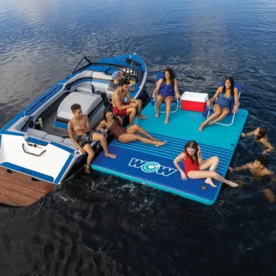 WOW 10' x 8' Vacation Station Inflatable Dock Float - Blue image {8}