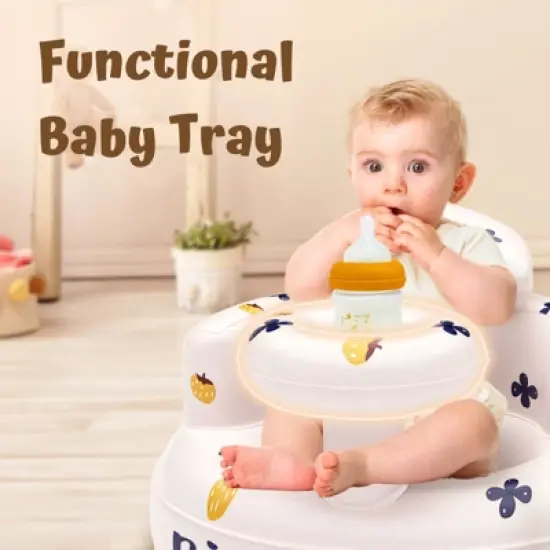 BabyBond Inflatable Baby Seat for Babies 3-36 Months, Baby Floor Seats for Sitting Up,Blow Up Baby Chair with Built in Air Pump,Pumpkin image {2}