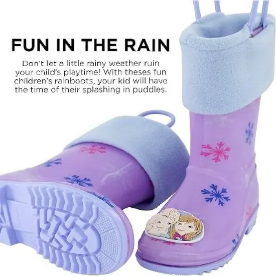 Frozen Anna & Elsa Girl's Rain Boots with Soft Removable Liner, Kids (1-8 Years) image {1}