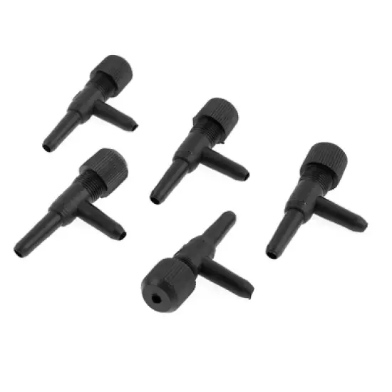 Unique Bargains Fish Tank Aquarium Plastic 2 Way Air Pump Control Valves Splitter Black 5 Pcs image {2}