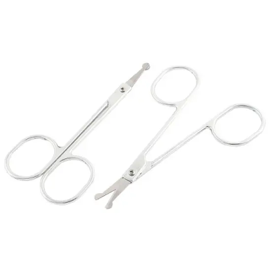 Unique Bargains Round-Tip Eyebrow Scissors Silver Tone 3.3" x 1.6" x 0.08" 2 Pcs image {6}