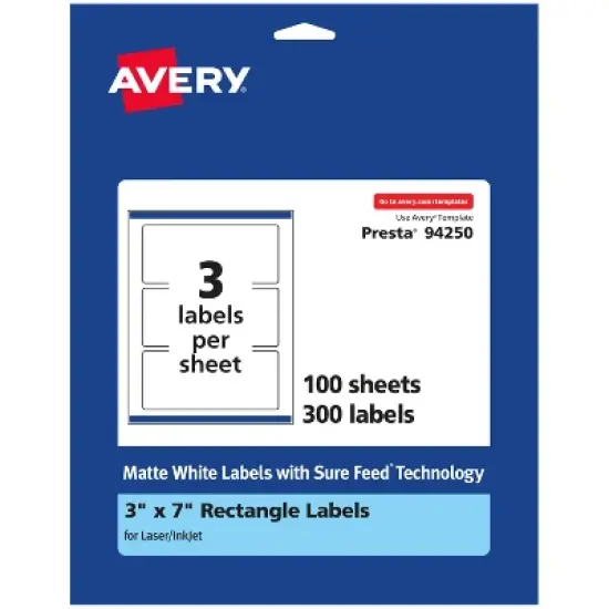 Avery Matte White Rectangle Labels, 3" x 7" image {8}