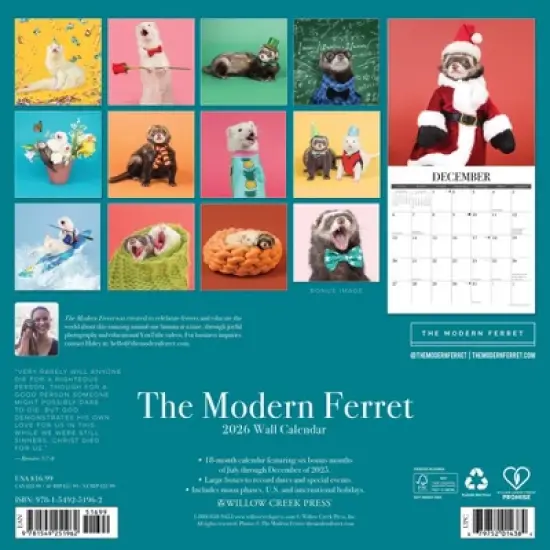 Willow Creek Press 2026 The Modern Ferret Wall Calendar image {1}