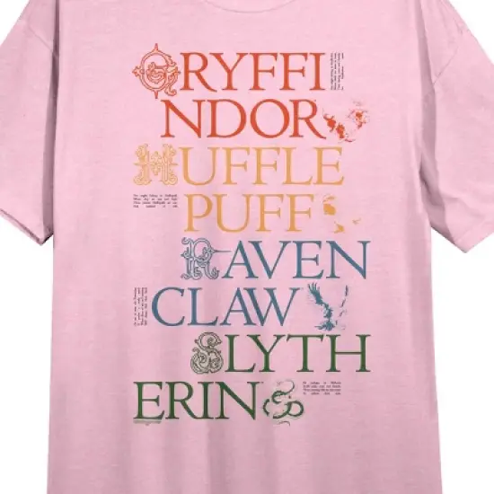 Harry Potter Hogwarts Houses Women's Pink Heather Short Sleeve Crew Neck Night Shirt image {1}