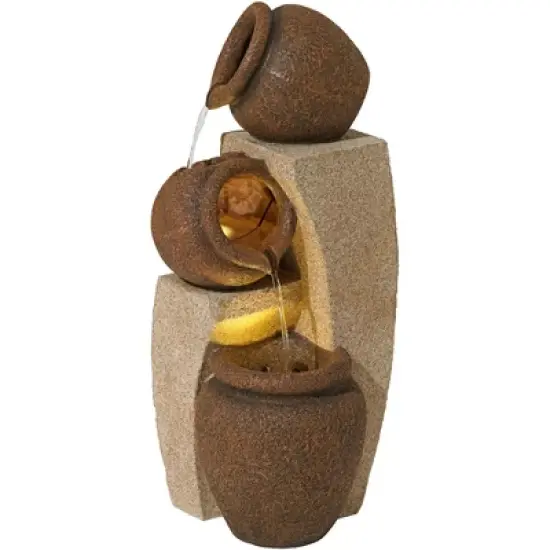 John Timberland Tipping Jugs Rustic Cascading Outdoor Floor Water Fountain with LED Light 30" for Yard Garden Patio Home Deck Porch House Roof image {5}