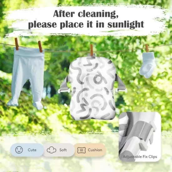 BabyBond Collapsible Baby Bathtub for Infant to Toddler, Portable Baby Bath Tub with Soft Cushion & Thermometer, Gray image {3}