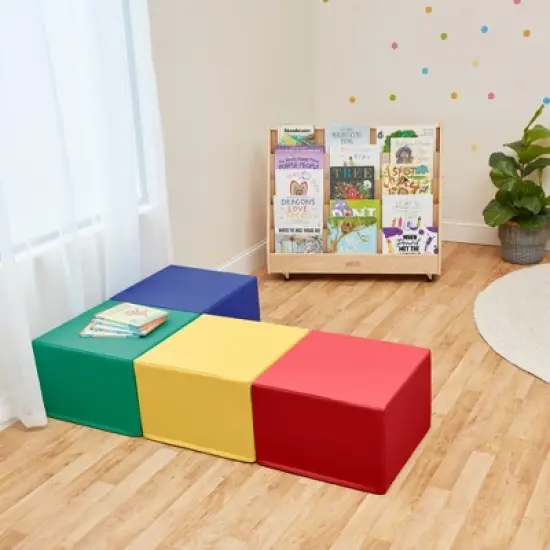ECR4Kids SoftZone Square Foam Ottoman, Flexible Seating, 12in Seat Height, 4-Piece image {5}
