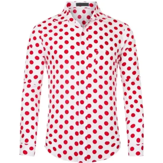 Lars Amadeus Men's Button Down Long Sleeve Casual Business Polka Dots Shirt image {5}