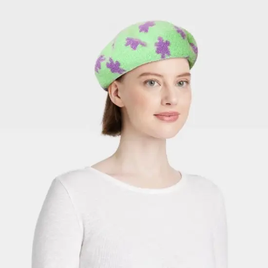 Knit Beret - Wild Fable&trade; Mint Green Floral image {1}