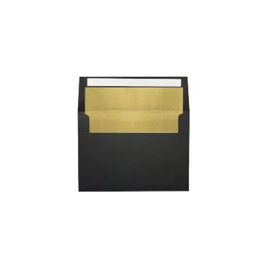 LUX A7 Foil Lined Invitation Envelopes 5 1/4 x 7 1/4 Black w/Gold Lining FLBK4880-04-500 image {1}