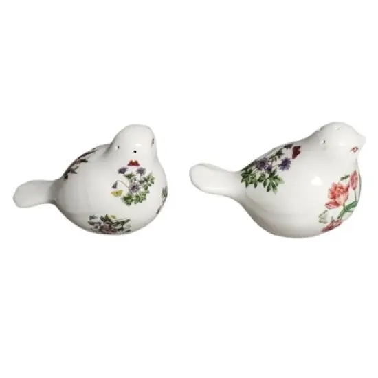 Portmeirion Botanic Garden Figural Salt and Pepper Shaker Set, Bird Shaped with Assorted Floral Motifs, Made from Porcelain, Chip Resistant Glaze image {2}