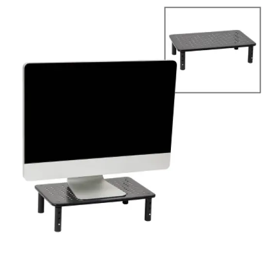 Mind Reader Monitor Stand, Height Adjustable, Ventilated Laptop Riser, Metal, 14.5"L x 9.25"W x 4-5.5"H, Set of 2, Black image {5}