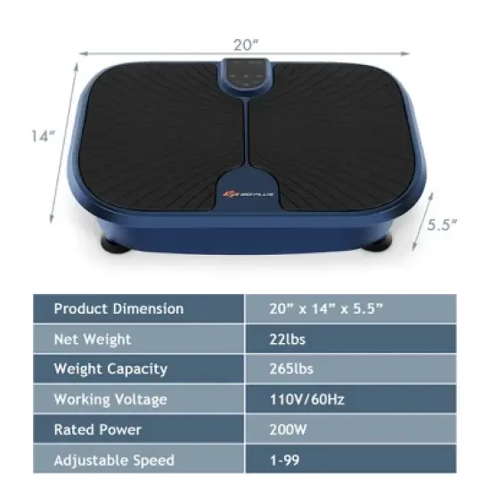 Costway Mini Vibration Plate Fitness Exercise Machine with Remote Control Loop Bands image {9}