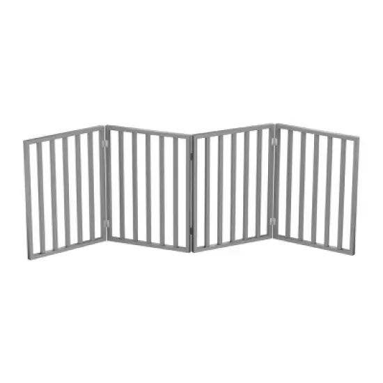 Indoor Pet Gate - 4-Panel Folding Dog Gate for Stairs or Doorways - 72x24-Inch Freestanding Pet Fence for Cats and Dogs by PETMAKER (Gray) image {3}