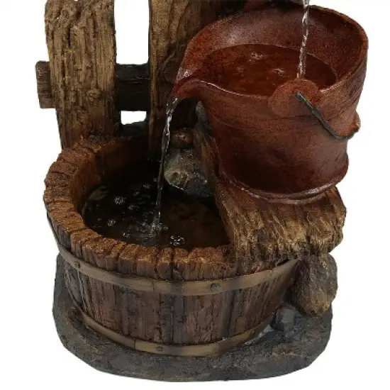 Sunnydaze 26"H Electric Polyresin Bluebird House and Buckets Outdoor Water Fountain image {3}