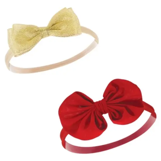 Hudson Baby Infant Girl Cotton and Synthetic Headbands, 12 Days Of Christmas Plaid, 0-24 Months image {5}